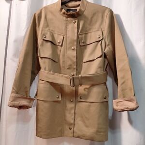 New Vtg Banana Republic Womens Khaki Utility Safari Twill Waxed Jacket, size S